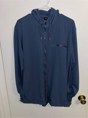 Lightweight Slate Blue Hooded Zip Jacket by L&J